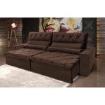 Sofá RetrátilReclinável Dakar 3,00 Suede Velut Marrom c Molas no Assento – King House