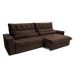 Sofá RetrátilReclinável Dakar 3,00 Suede Velut Marrom c Molas no Assento – King House - Imagem 2