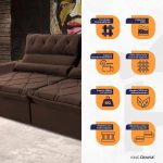 Sofá RetrátilReclinável Dakar 3,00 Suede Velut Marrom c Molas no Assento – King House - Imagem 3