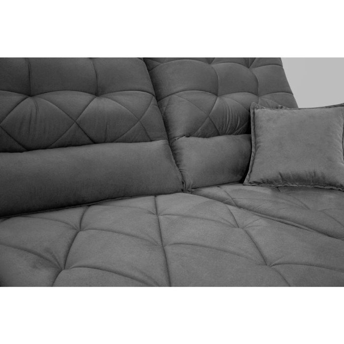 Sofá Retrátil/Reclinável Europa 2,00m Suede Velut Cinza c/ Molas Espirais – King House - Imagem 4