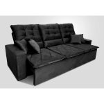 Sofá Retrátil/Reclinável Europa 2,00m Suede Velut Preto c/ Molas Espirais – King House - Imagem 2