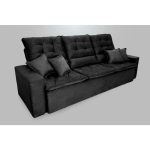 Sofá Retrátil/Reclinável Europa 2,00m Suede Velut Preto c/ Molas Espirais – King House - Imagem 3