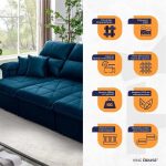 Sofá Retrátil/Reclinável Trento 2,30m Suede Velut Azul c/ Molas no Assento – King House - Imagem 3
