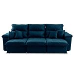 Sofá Retrátil/Reclinável Trento 2,30m Suede Velut Azul c/ Molas no Assento – King House - Imagem 4