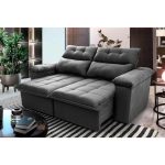 Sofá Retrátil/Reclinável Verona 2,00m Suede Velut Cinza c/ Molas no Assento – King House