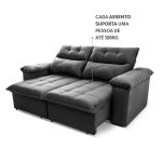 Sofá Retrátil/Reclinável Verona 2,00m Suede Velut Cinza c/ Molas no Assento – King House - Imagem 6