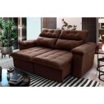 Sofá Retrátil/Reclinável Verona 2,00m Suede Velut Marrom c/ Molas no Assento – King House