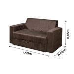 Sofá-cama Pratik 5000 Mamflex Marrom Suede Amassado - Imagem 3