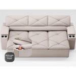 Sofá com Porta Copos Retrátil e Reclinável Pop 2,05m Velosuede Areia – netsofas - Imagem 5