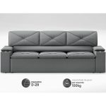Sofá com Porta Copos Retrátil e Reclinável Pop 2,05m Velosuede Grafite – netsofas - Imagem 4