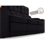 Sofá com Porta Copos e Carregador USB Eureka 2,30m Assento Retrátil e Reclinável Velosuede Preto – netsofas - Imagem 7