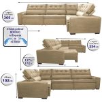 Sofa de Canto Retrátil e Reclinável com Molas Cama inBox Austin 3,65X2,54 ou 2,54X3,65 Suede Velusoft Castor - Imagem 2