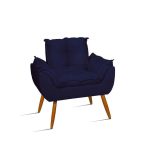 Poltrona Decorativa Opala Reforçada Amamentação Tecido Suede Cor: azul Marinho - Imagem 2