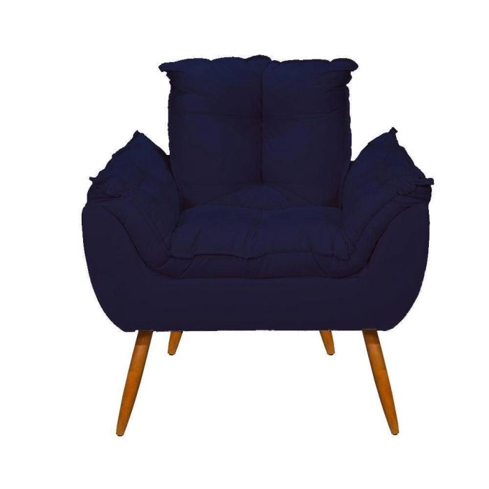 Poltrona Decorativa Opala Reforçada Amamentação Tecido Suede Cor: azul Marinho - Imagem 1