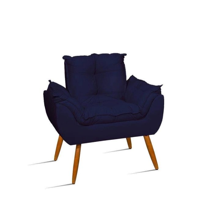 Poltrona Decorativa Opala Reforçada Amamentação Tecido Suede Cor: azul Marinho - Imagem 2